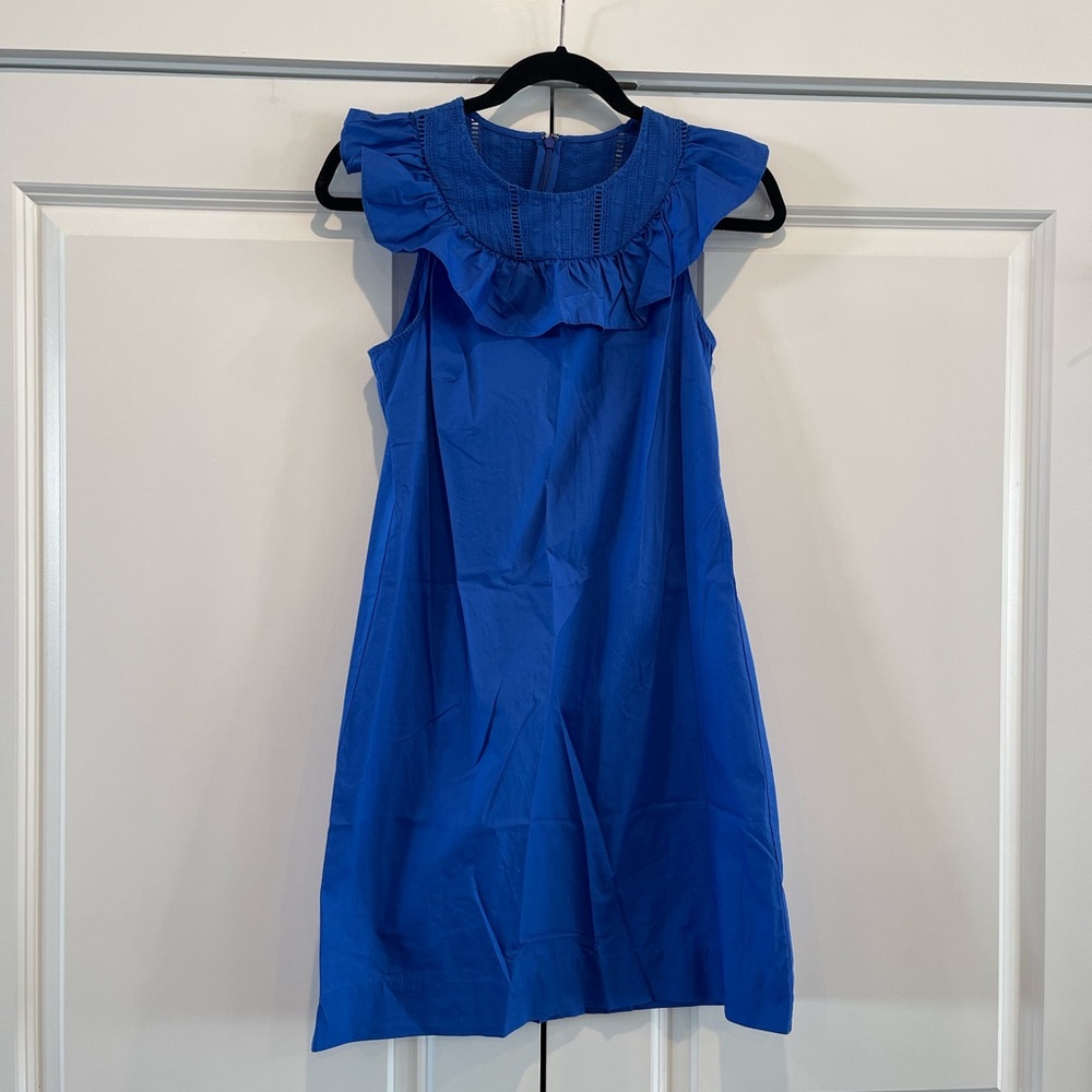 J. Crew Royal Blue Ruffle Mini Dress